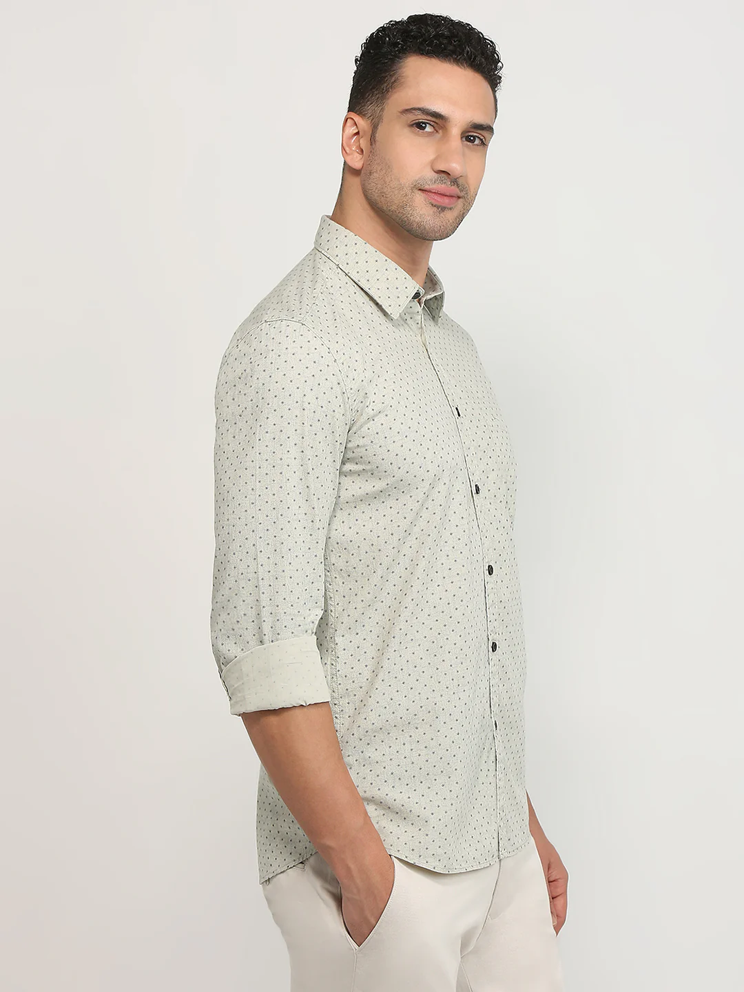 Parx Men Brown Printed Slim Fit Cotton Casual Shirt - Image 3