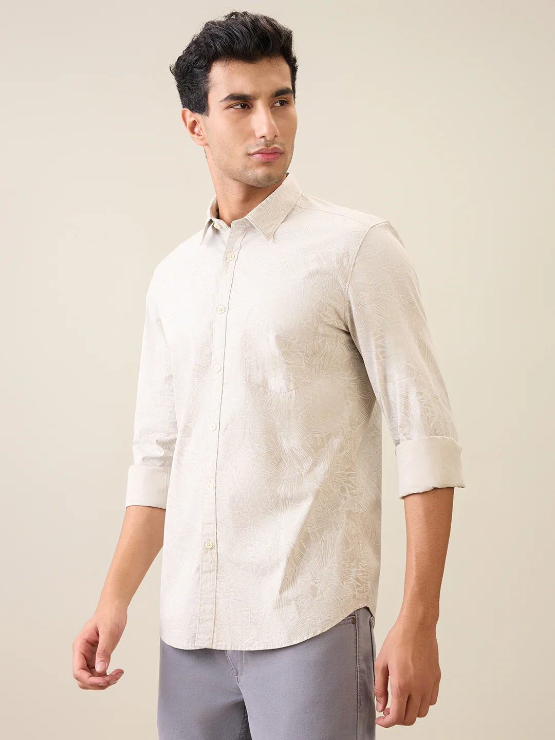 Parx Men Brown Printed Slim Fit Cotton Casual Shirt - Image 2