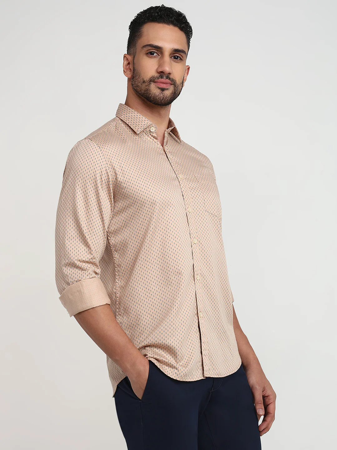 Parx Men Brown Printed Slim Fit Cotton Casual Shirt - Image 3