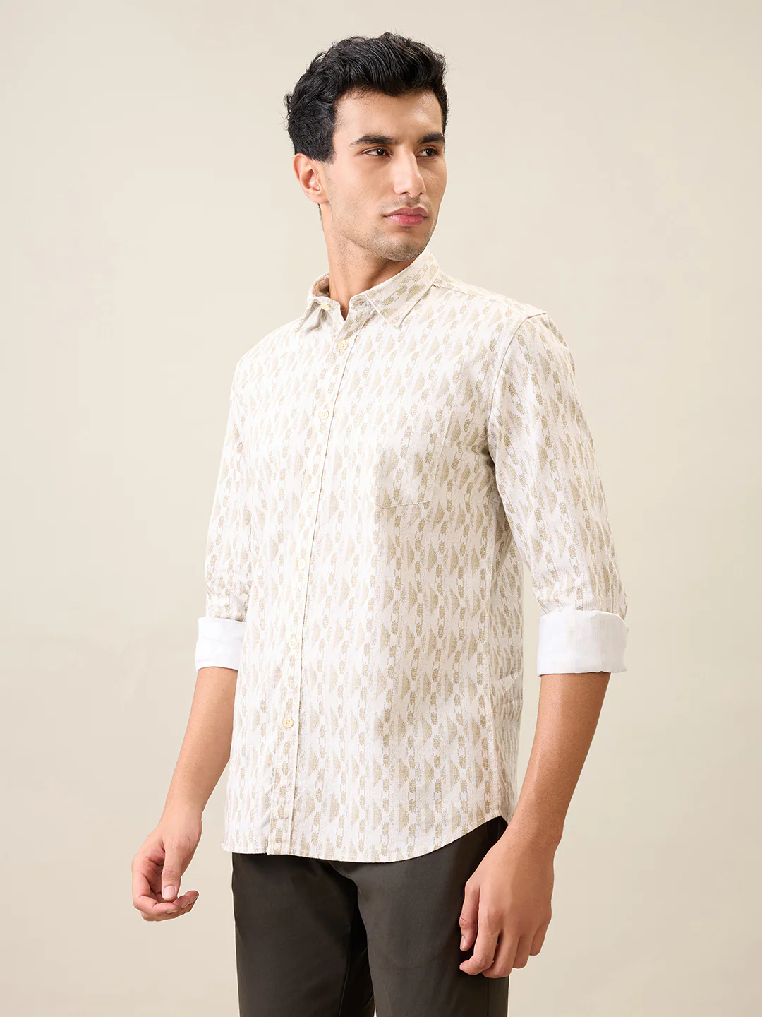Parx Men Brown Printed Slim Fit Cotton Casual Shirt - Image 2