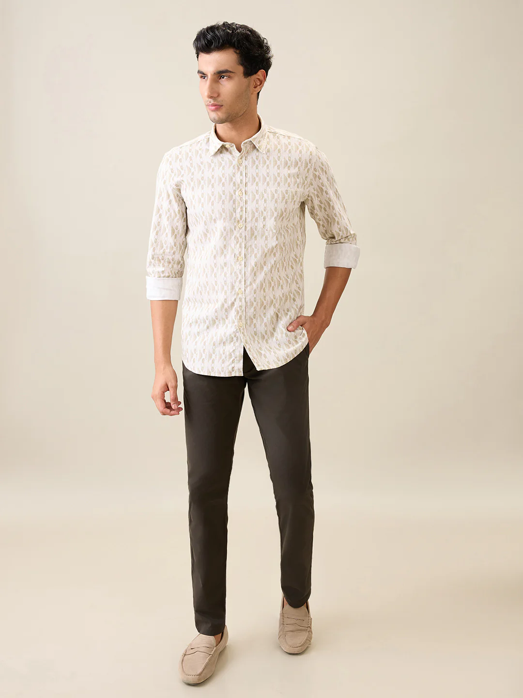 Parx Men Brown Printed Slim Fit Cotton Casual Shirt - Image 5