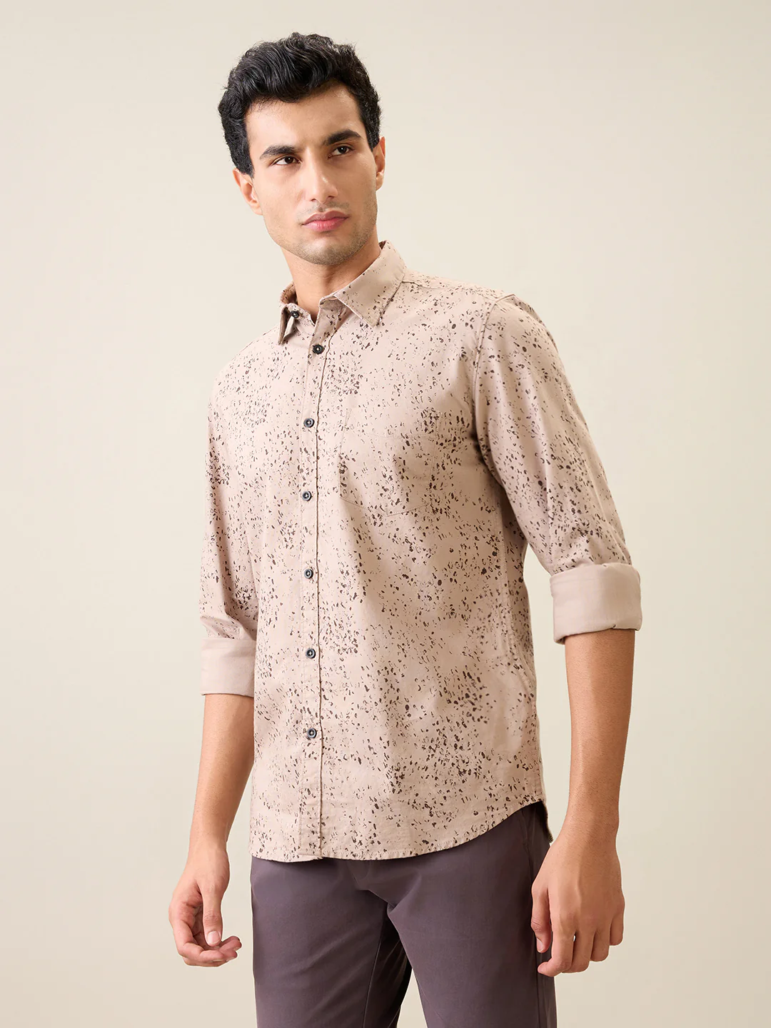 Parx Men Brown Printed Slim Fit Cotton Casual Shirt - Image 2