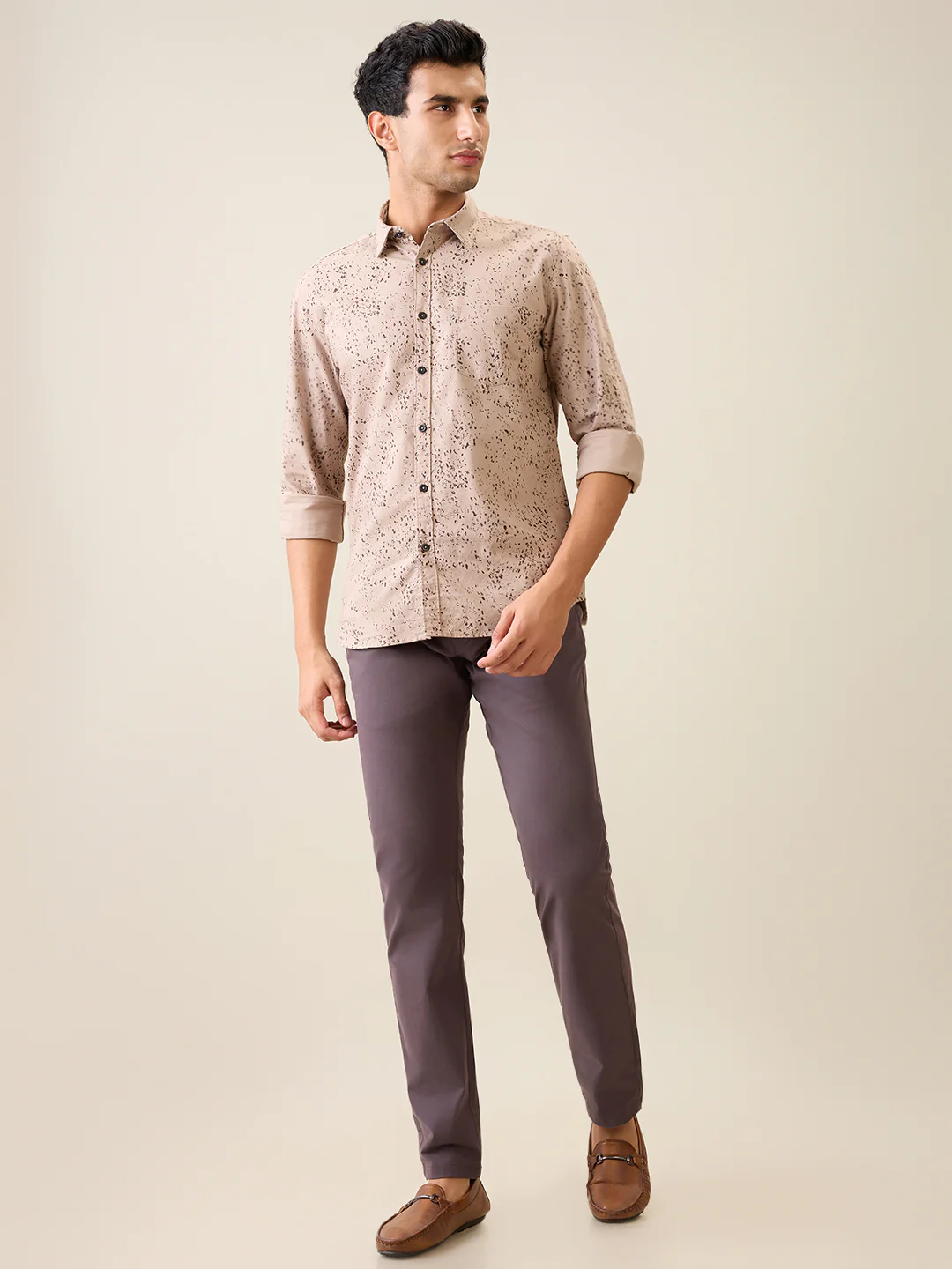 Parx Men Brown Printed Slim Fit Cotton Casual Shirt - Image 5
