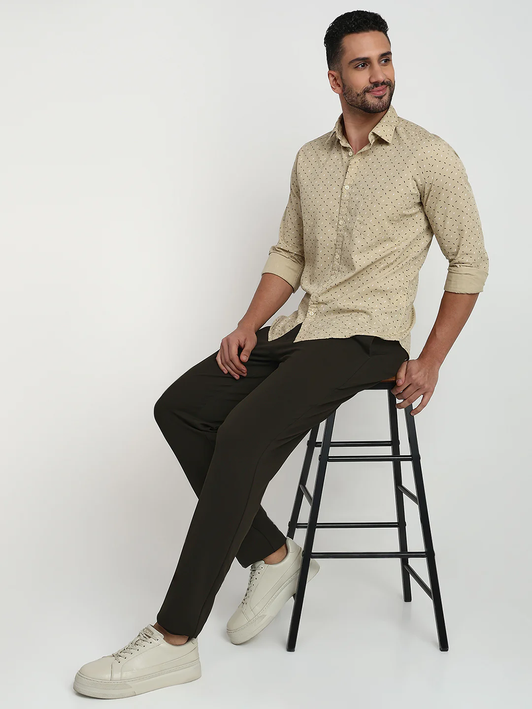Parx Men Brown Printed Slim Fit Cotton Casual Shirt - Image 5