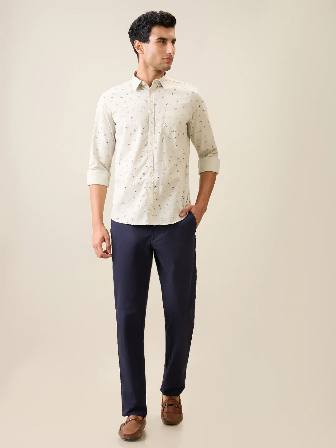 Parx Men Brown Printed Slim Fit Cotton Casual Shirt - Image 5