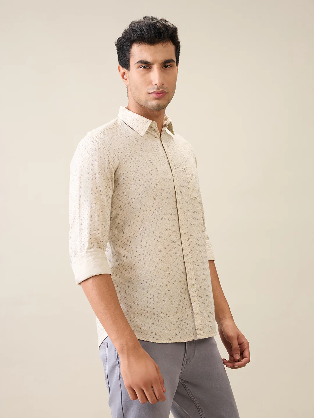 Parx Men Brown Printed Slim Fit Cotton Casual Shirt - Image 3