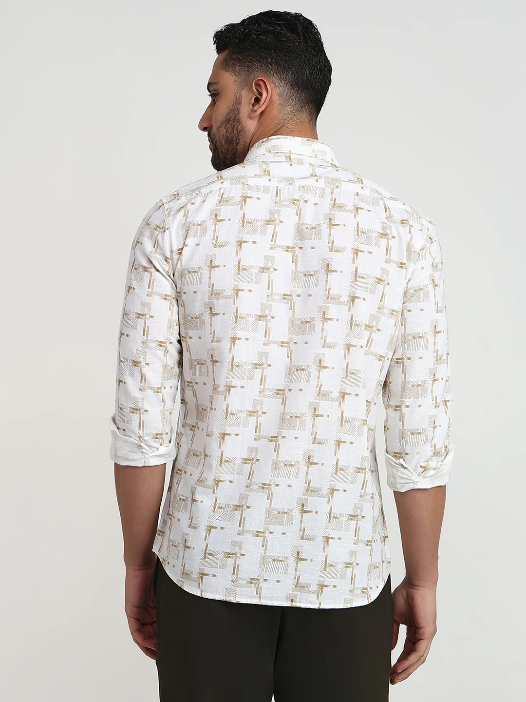 Parx Men Brown Printed Slim Fit Cotton Casual Shirt - Image 4