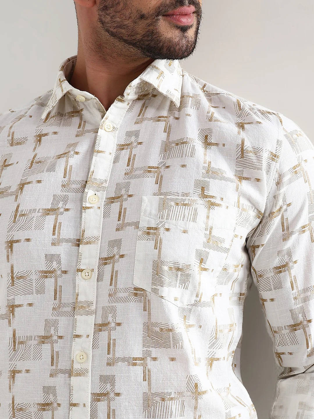 Parx Men Brown Printed Slim Fit Cotton Casual Shirt - Image 6
