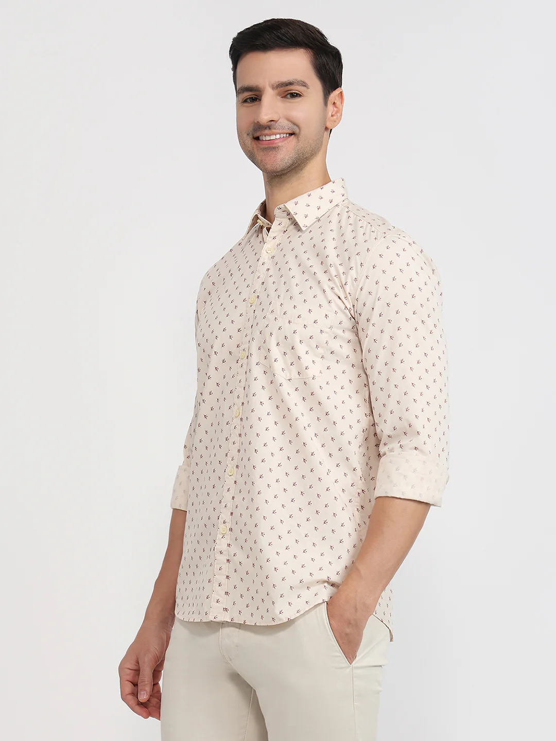 Parx Men Brown Printed Slim Fit Cotton Casual Shirt - Image 2