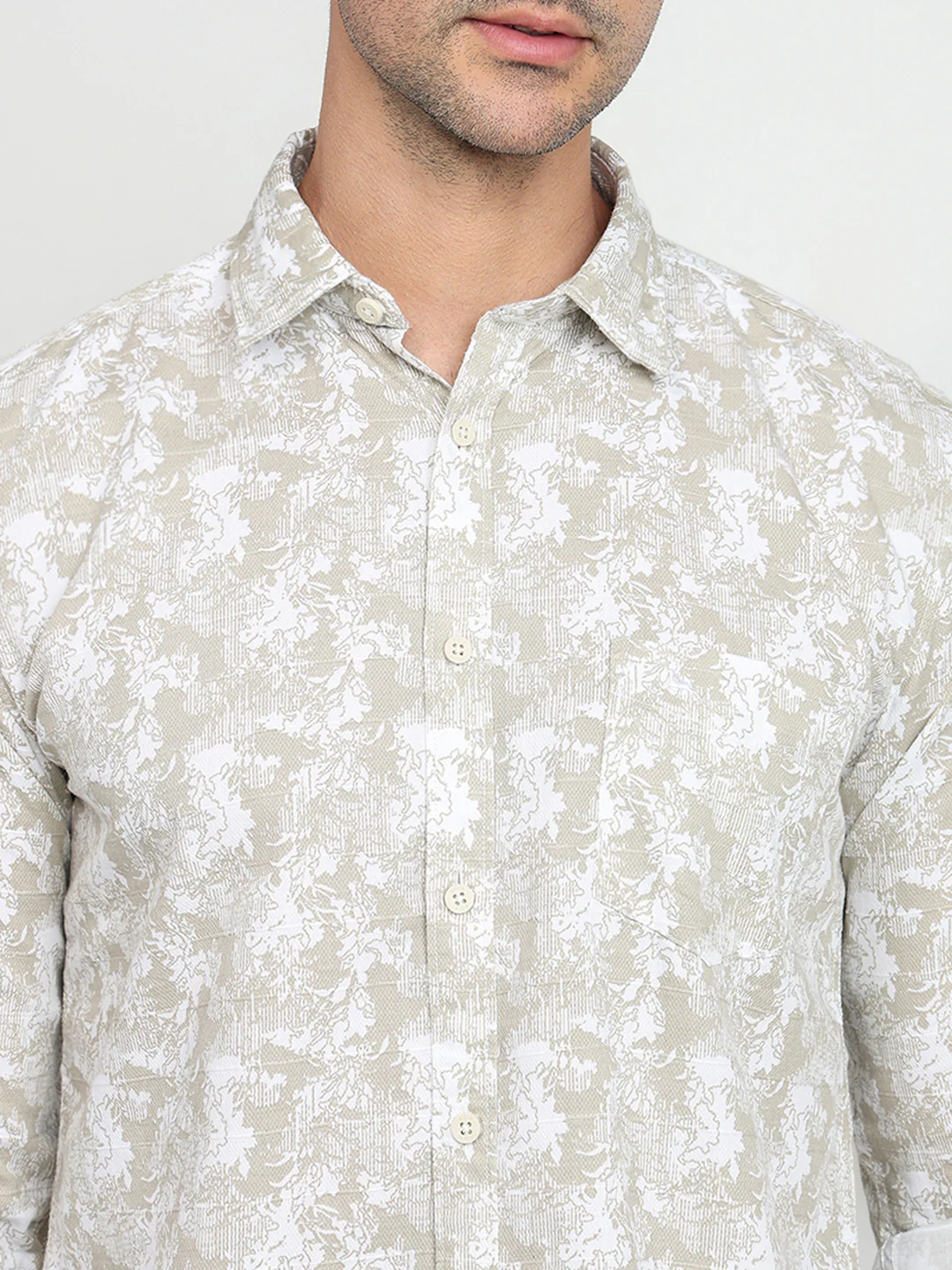 Parx Men Brown Printed Slim Fit Cotton Full Sleeve Casual Shirt - Image 6