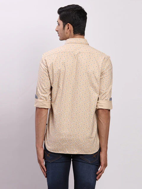 Parx Men Brown Printed Slim Fit Cotton Shirt - Image 5