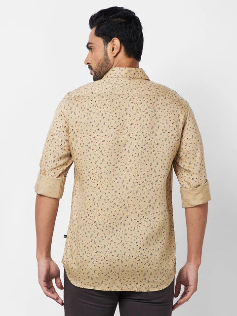 Parx Men Brown Printed Slim Fit Tencel Casual Shirts - Image 4