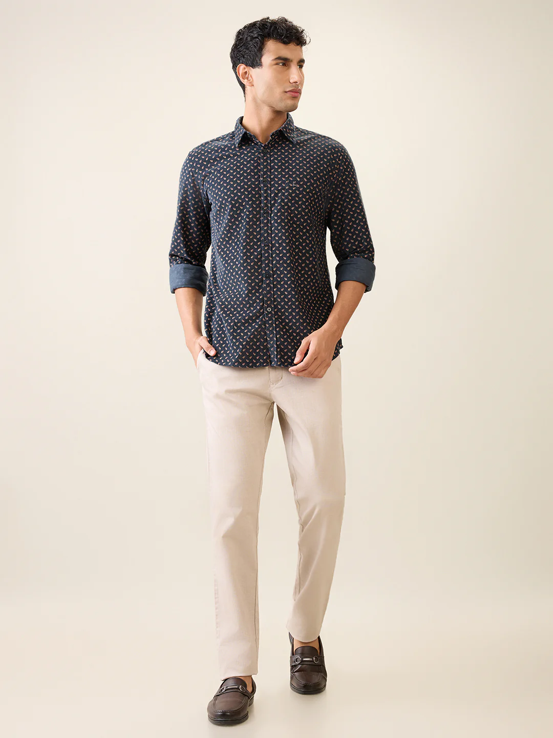 Parx Men Brown Satin Low Rise Tapered Fit Cotton Blend Trouser - Image 5