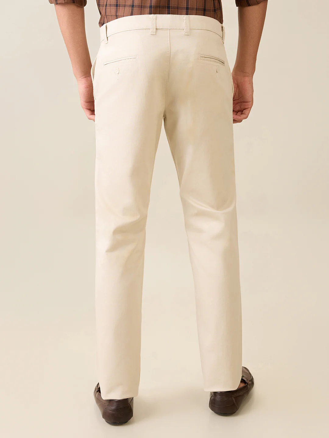 Parx Men Brown Solid-Dobby Low Rise Tapered Fit Cotton Blend Trouser - Image 4