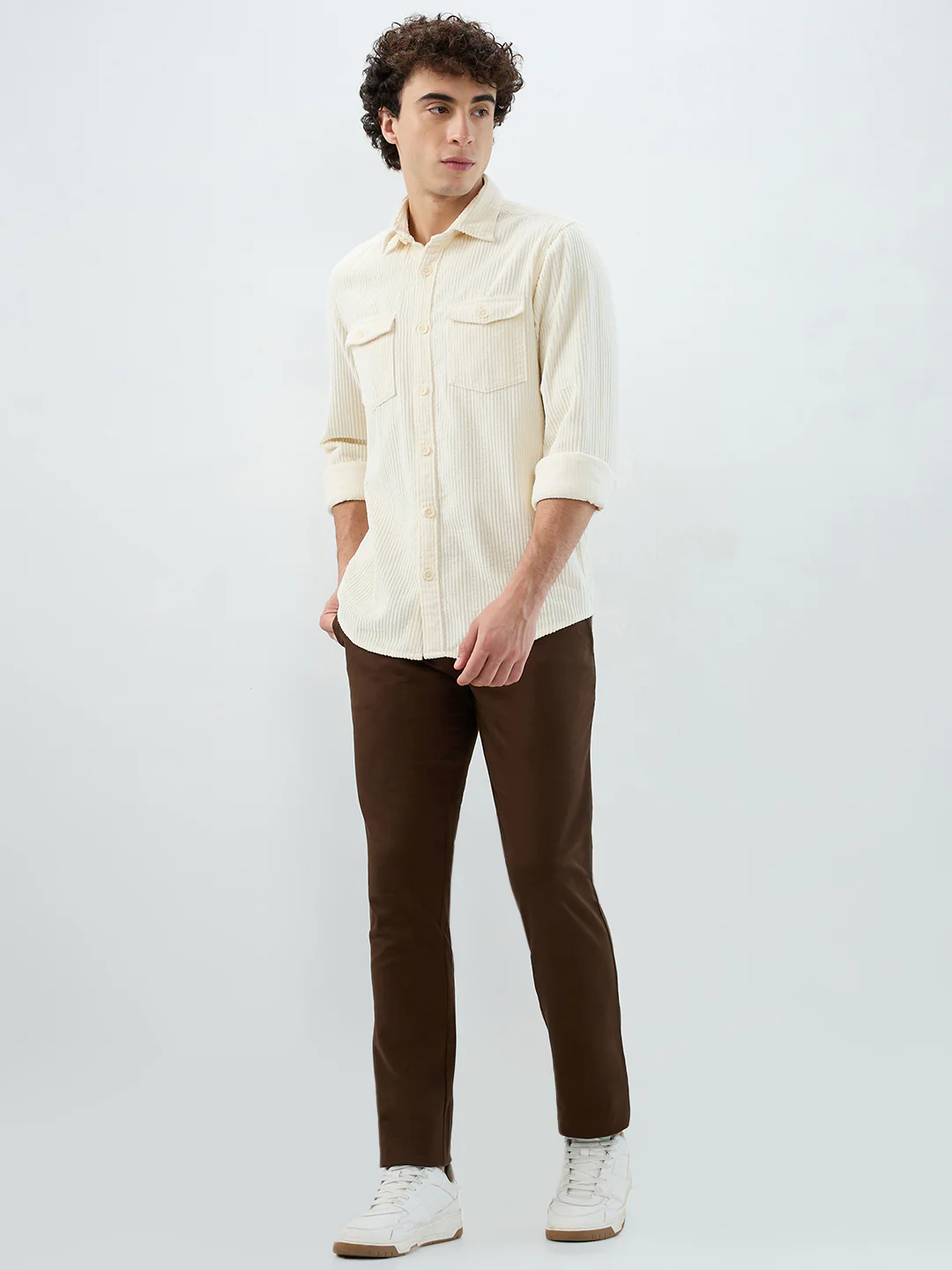 Parx Men Brown Solid Low Rise Tapered Fit Cotton Blend Trouser - Image 5