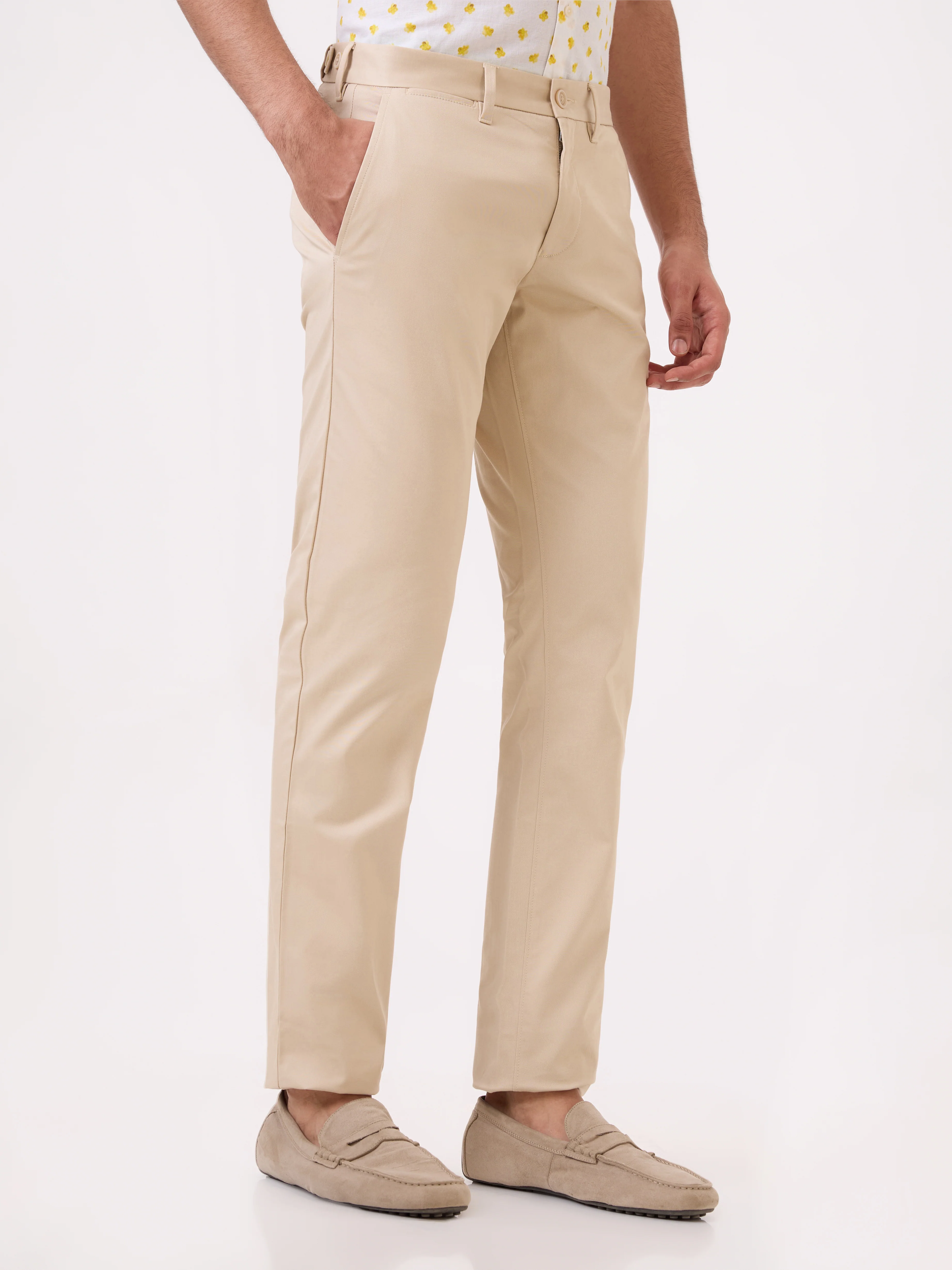 Parx Men Brown Solid Low Rise Tapered Fit Cotton Blend Trouser - Image 3