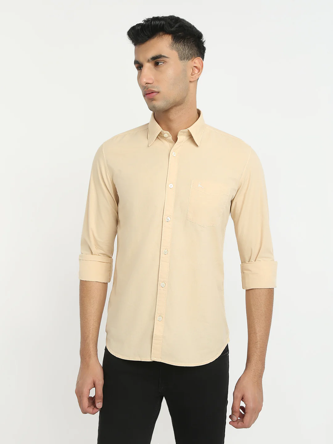 Parx Men Brown Solid Slim Fit Cotton Casual Shirt - Image 2