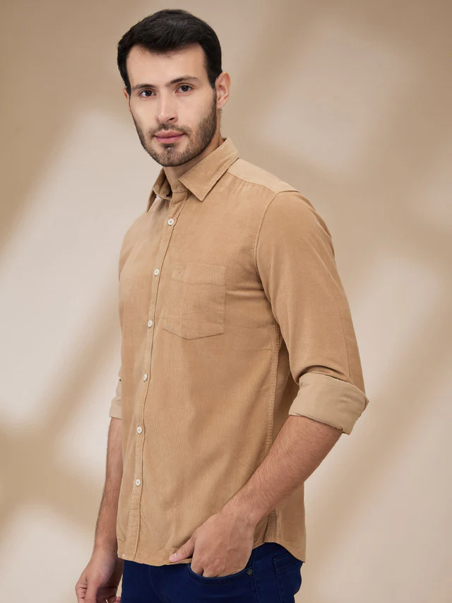 Parx Men Brown Solid Slim Fit Cotton Casual Shirt - Image 3