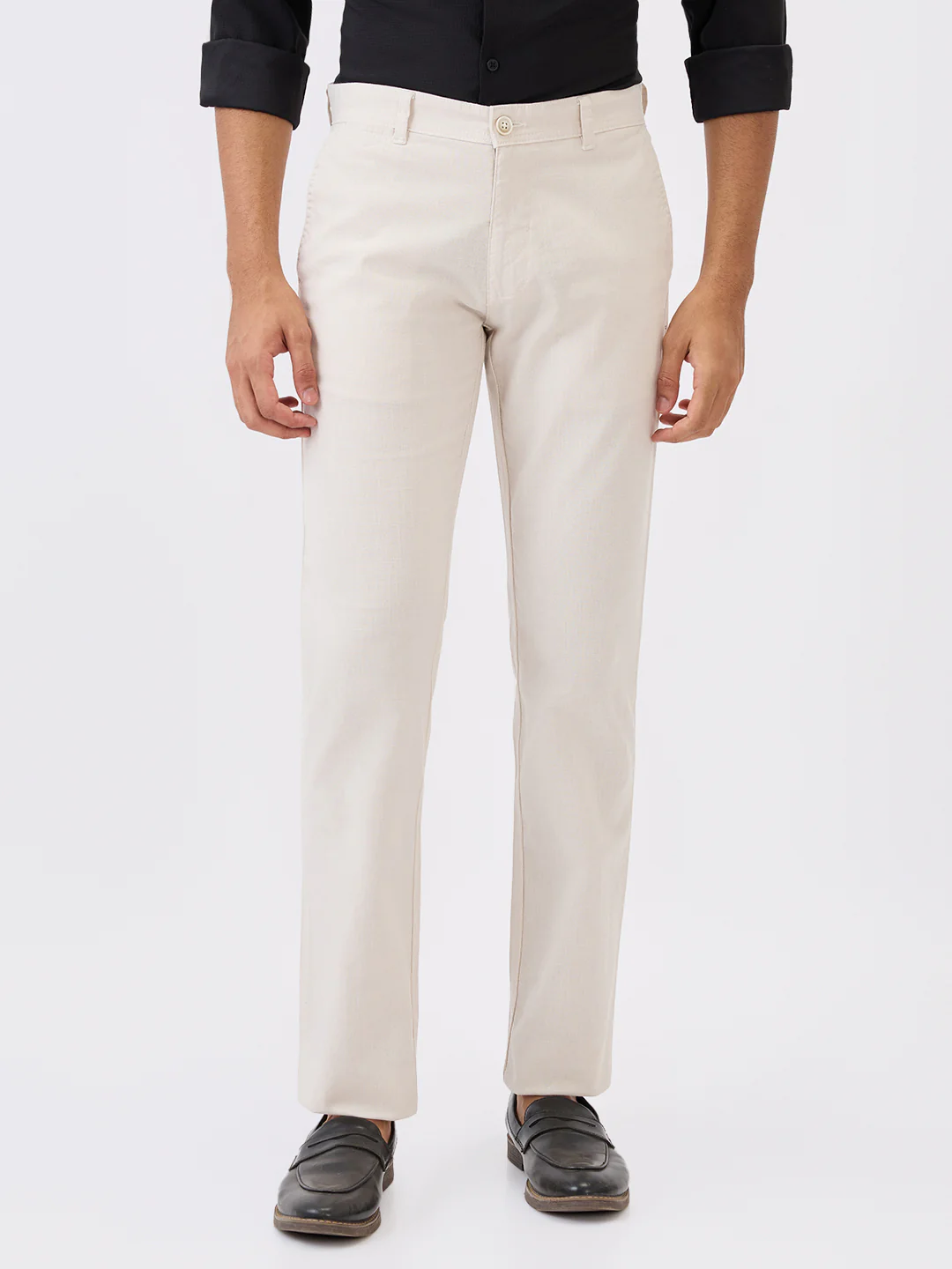 Parx Men Brown Solid Slim Tapered Fit Cotton Trouser