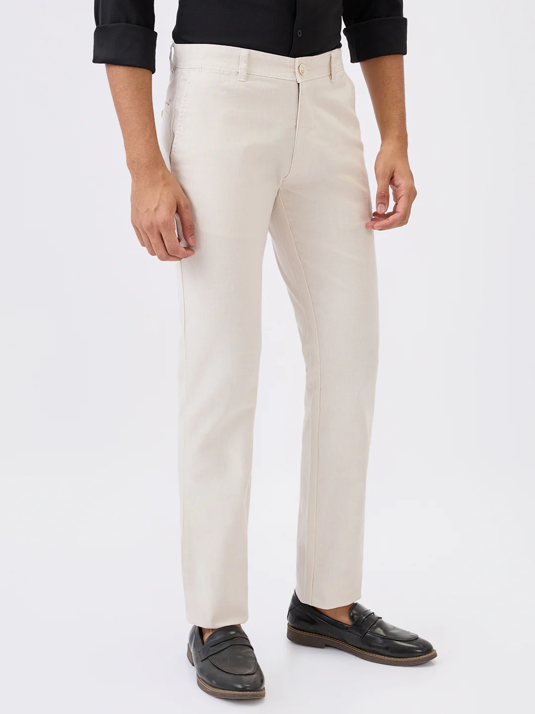 Parx Men Brown Solid Slim Tapered Fit Cotton Trouser - Image 3