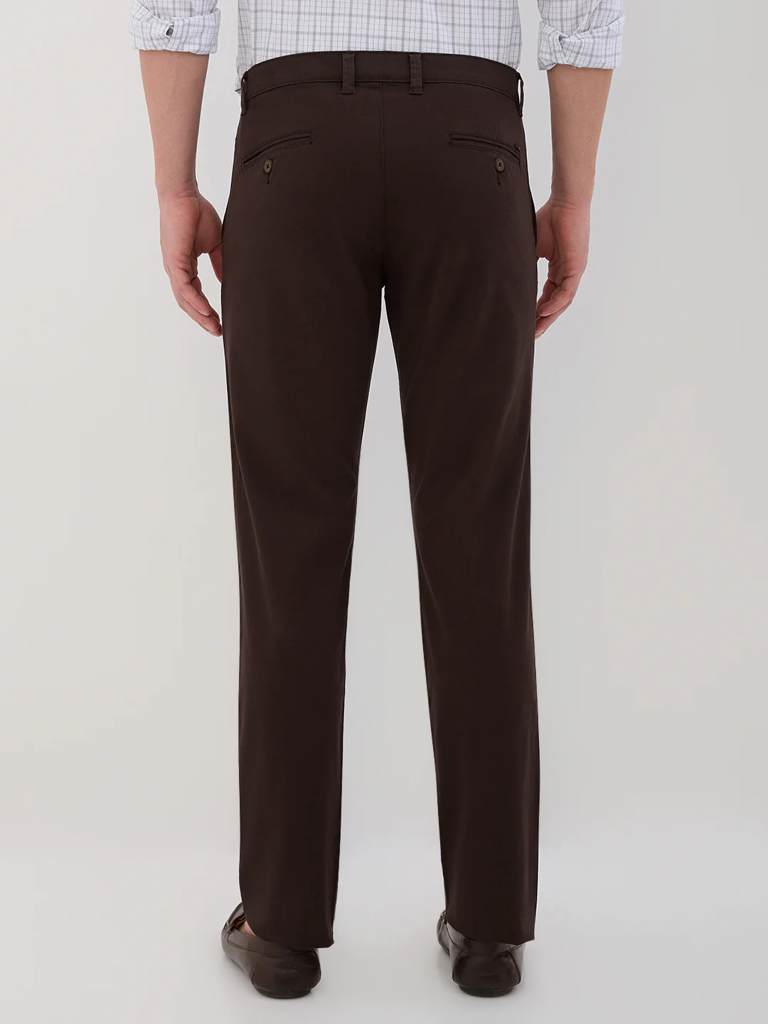 Parx Men Brown Twill Low Rise Tapered Cotton Blend Trouser - Image 4