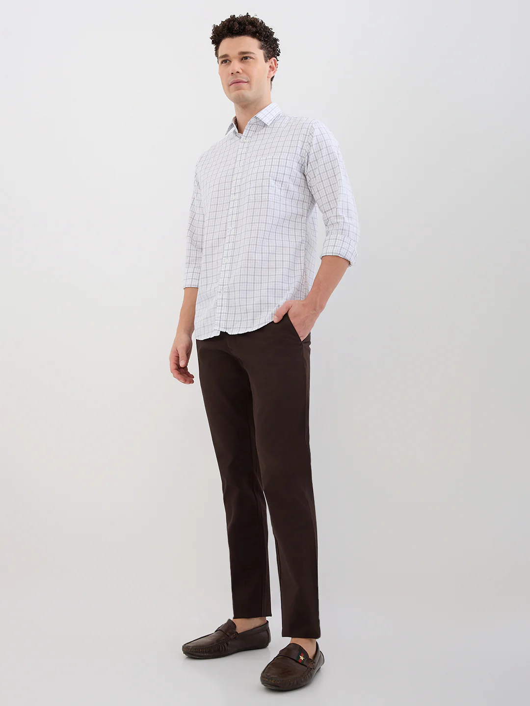Parx Men Brown Twill Low Rise Tapered Cotton Blend Trouser - Image 5