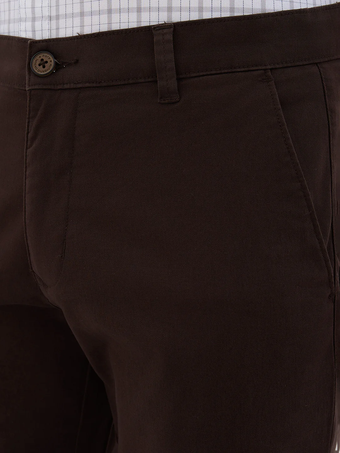 Parx Men Brown Twill Low Rise Tapered Cotton Blend Trouser - Image 7