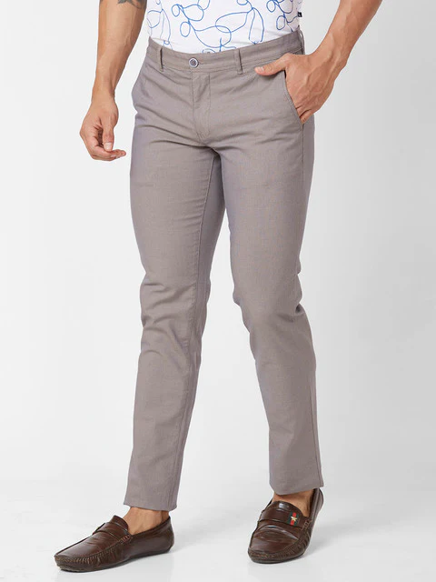 Parx Men Brown Yarn Dyed Low Rise Tprd Fit Cotton Blend Trouser - Image 3