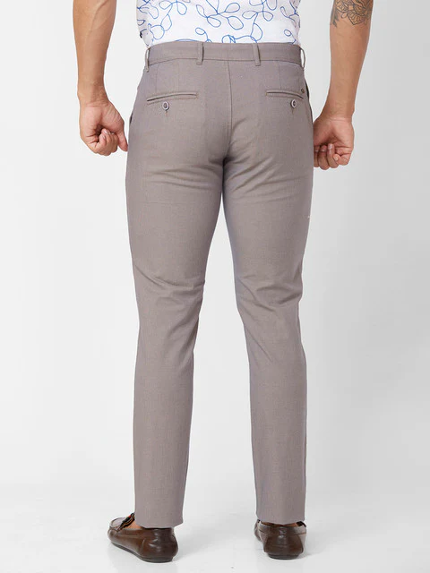 Parx Men Brown Yarn Dyed Low Rise Tprd Fit Cotton Blend Trouser - Image 4
