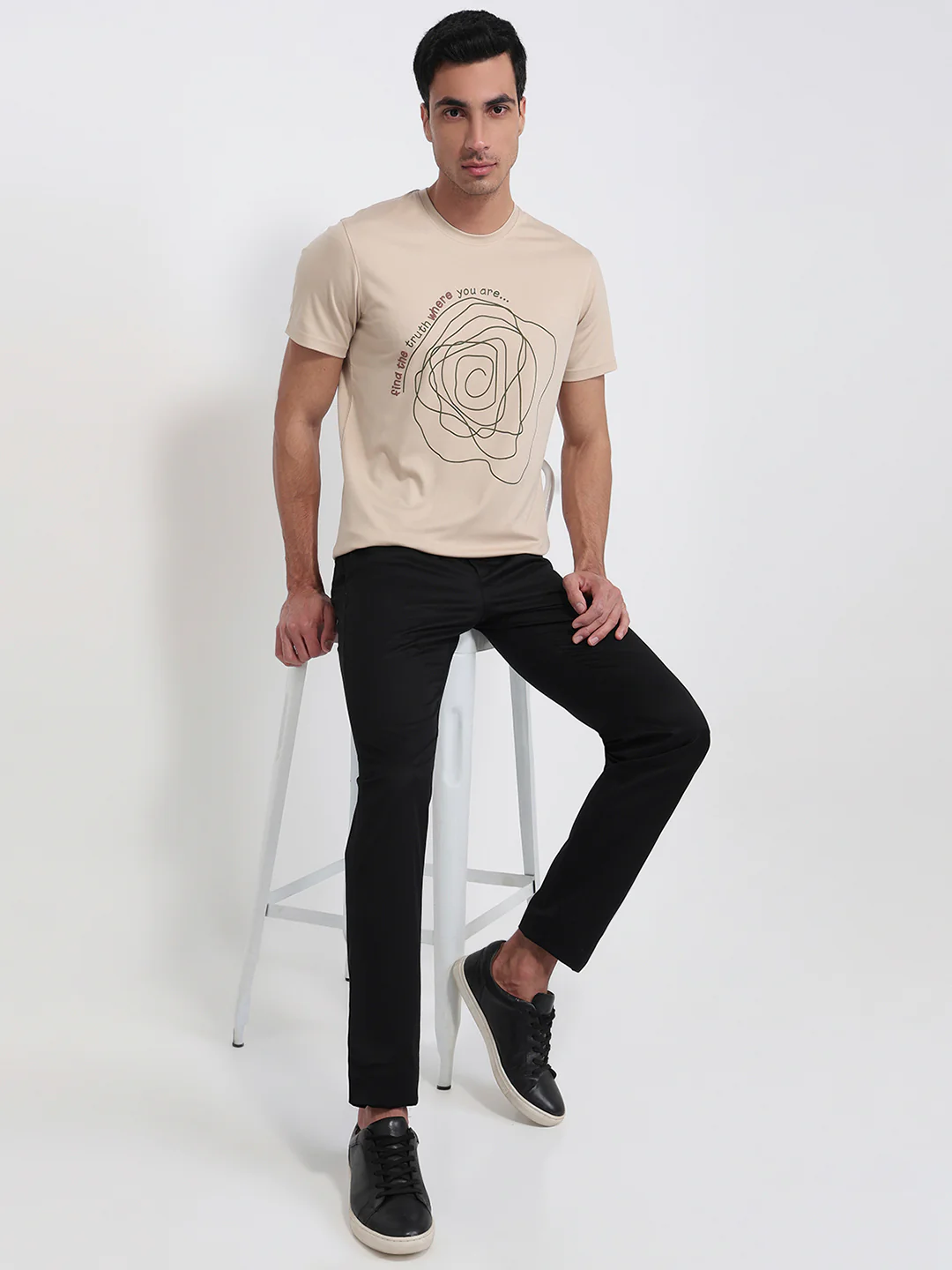 Parx Men Fawn Regular Fit Graphic Round Neck Collar T-Shirt - Image 5