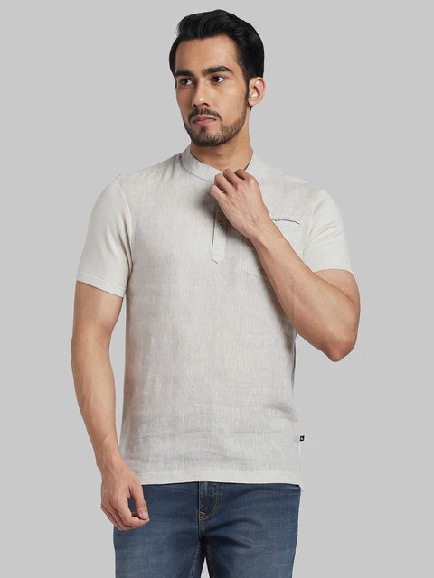Parx Men Fawn Regular Fit Solid T-Shirt