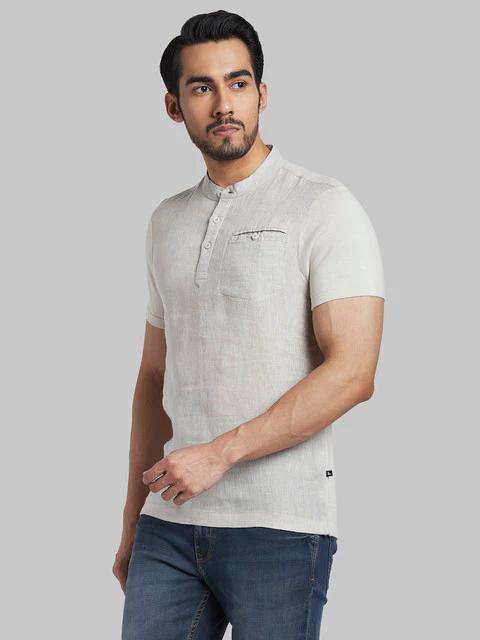 Parx Men Fawn Regular Fit Solid T-Shirt - Image 3