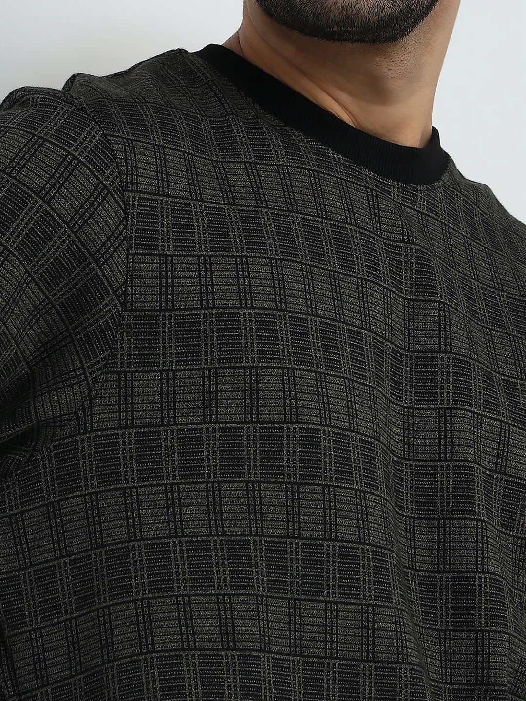 Parx Men Green Checks Regular Fit Polyester Sweatshirt - Image 6