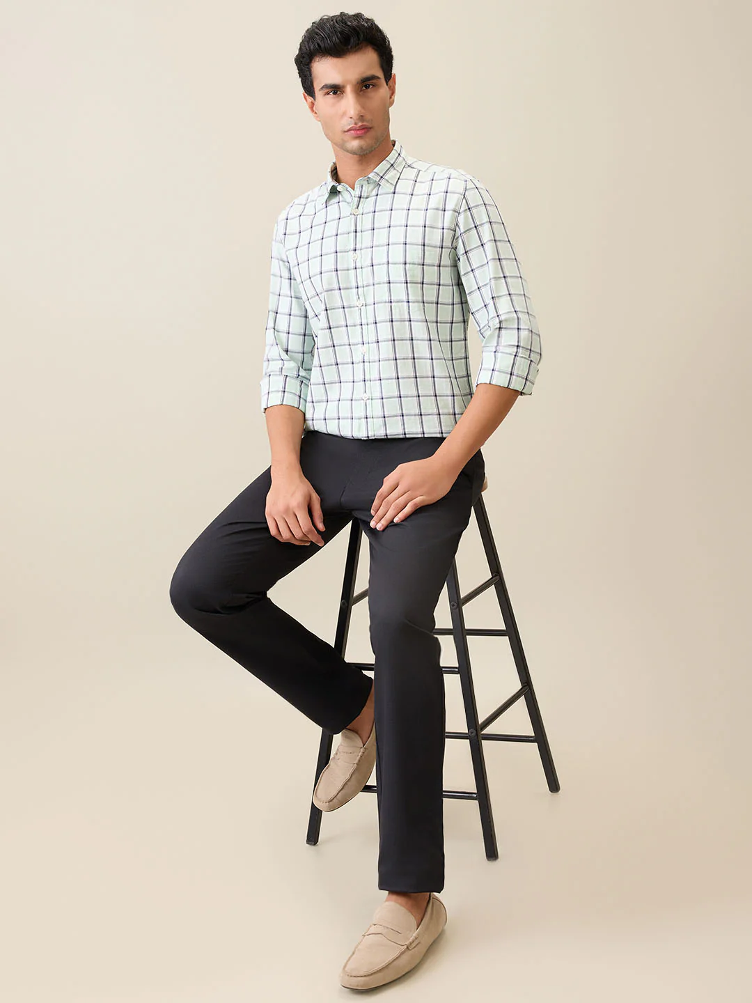 Parx Men Green Checks Slim Fit Cotton Casual Shirt - Image 6