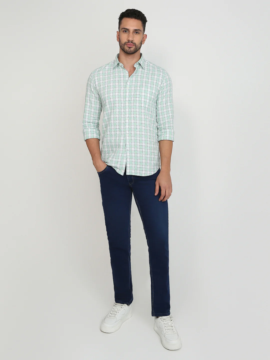Parx Men Green Checks Slim Fit Cotton Casual Shirt - Image 5