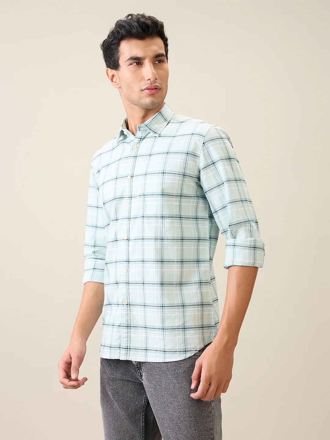 Parx Men Green Checks Slim Fit Cotton Casual Shirt - Image 2