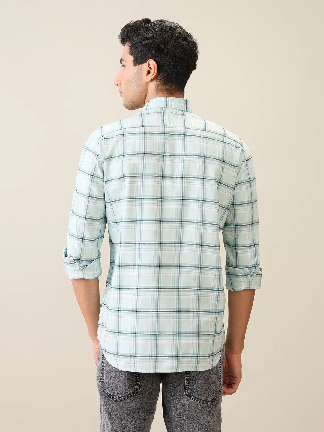 Parx Men Green Checks Slim Fit Cotton Casual Shirt - Image 4