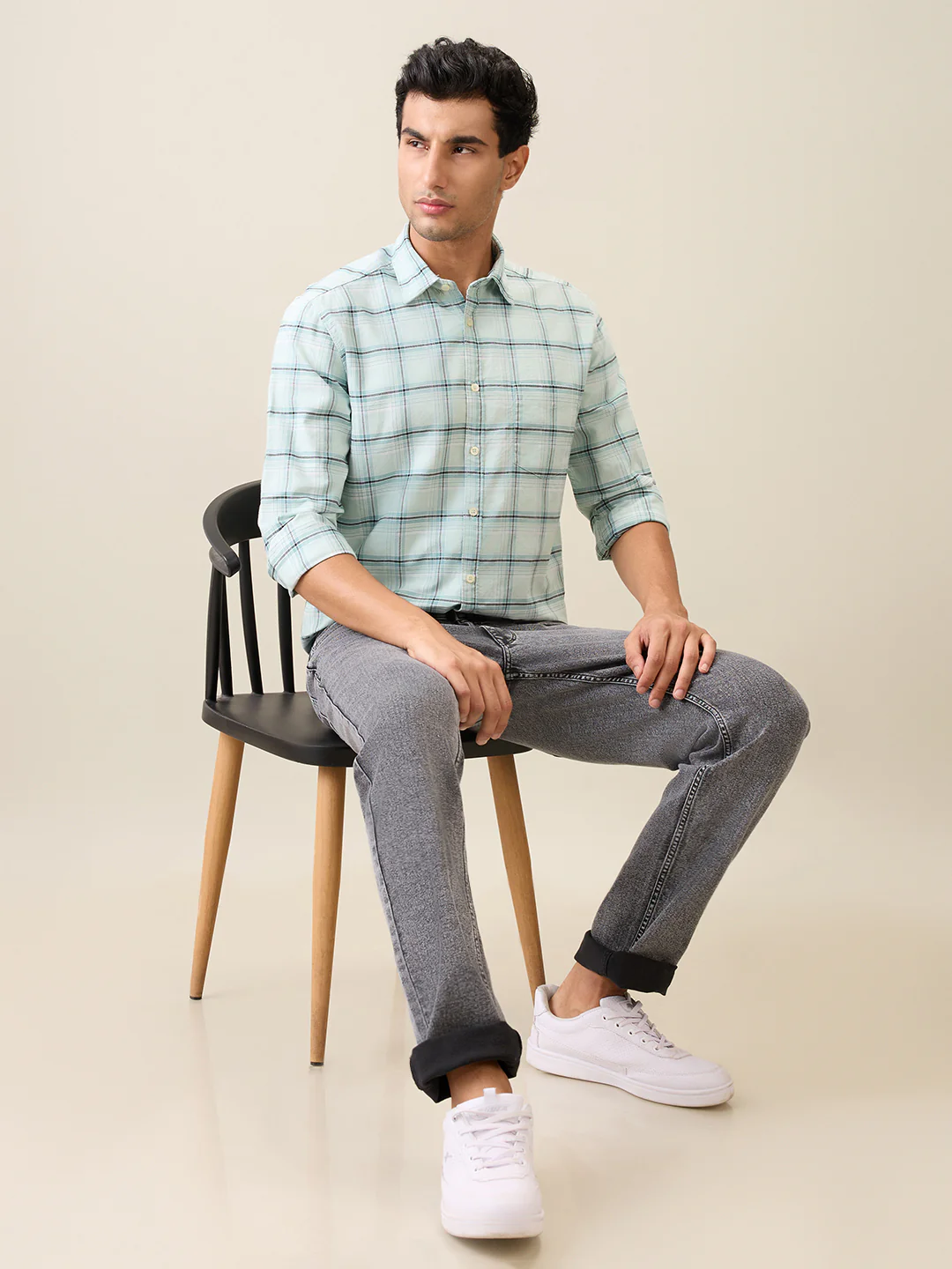 Parx Men Green Checks Slim Fit Cotton Casual Shirt - Image 6