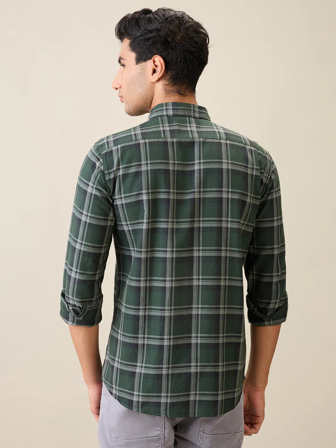 Parx Men Green Checks Slim Fit Cotton Casual Shirt - Image 4