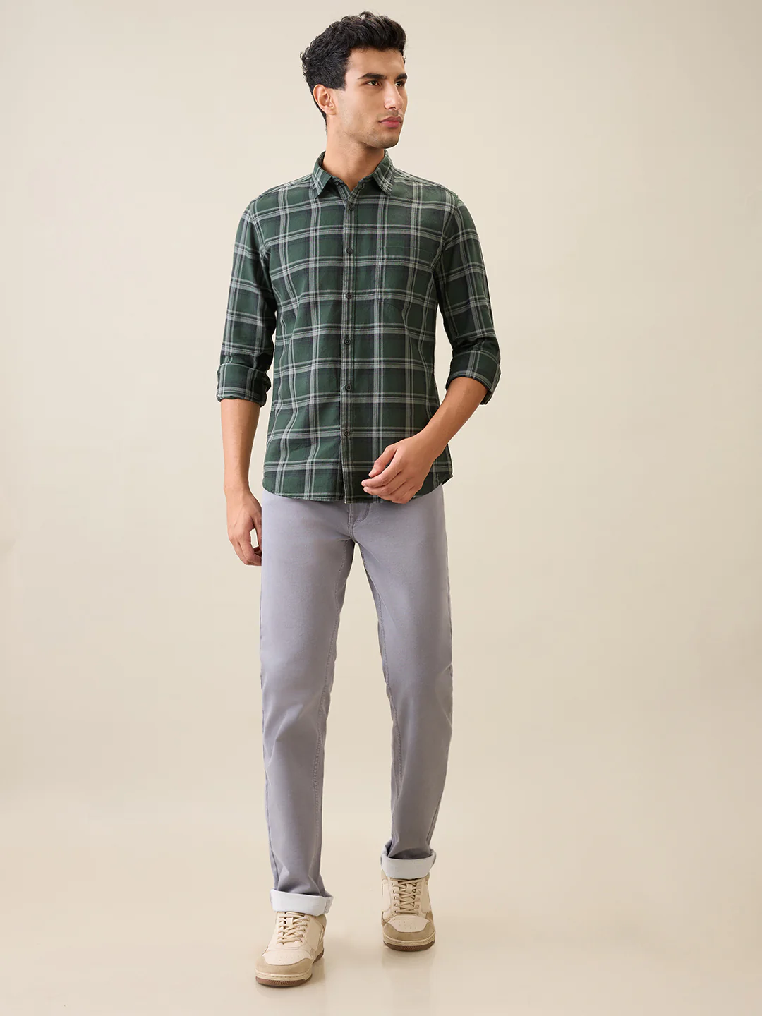 Parx Men Green Checks Slim Fit Cotton Casual Shirt - Image 5