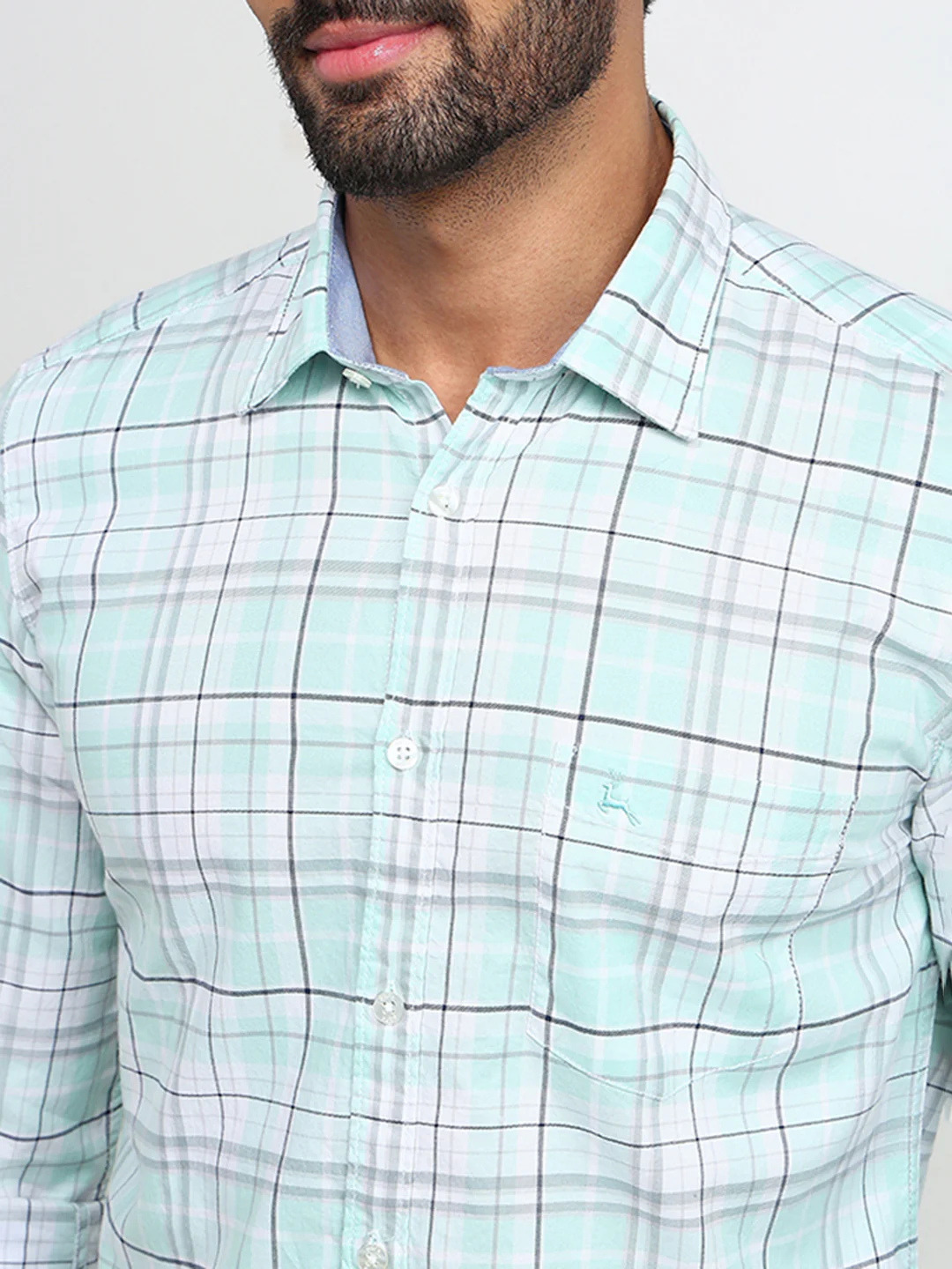 Parx Men Green Checks Slim Fit Cotton Casual Shirt - Image 6