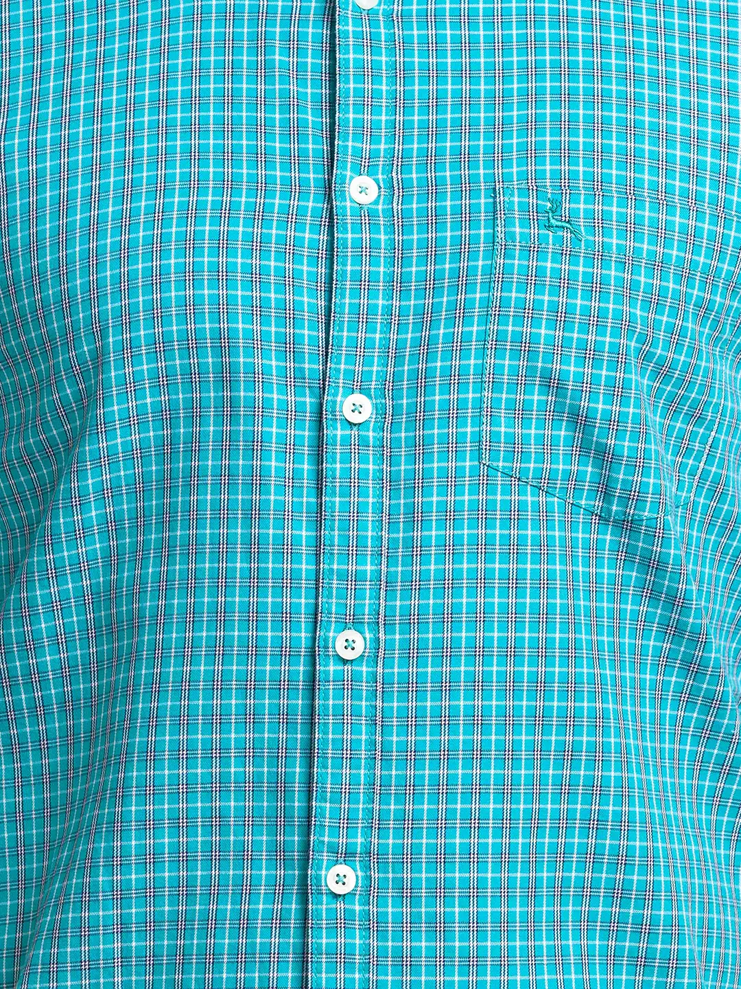 Parx Men Green Checks Slim Fit Cotton Full Sleeve Cutaway Collar Shirt - Image 7