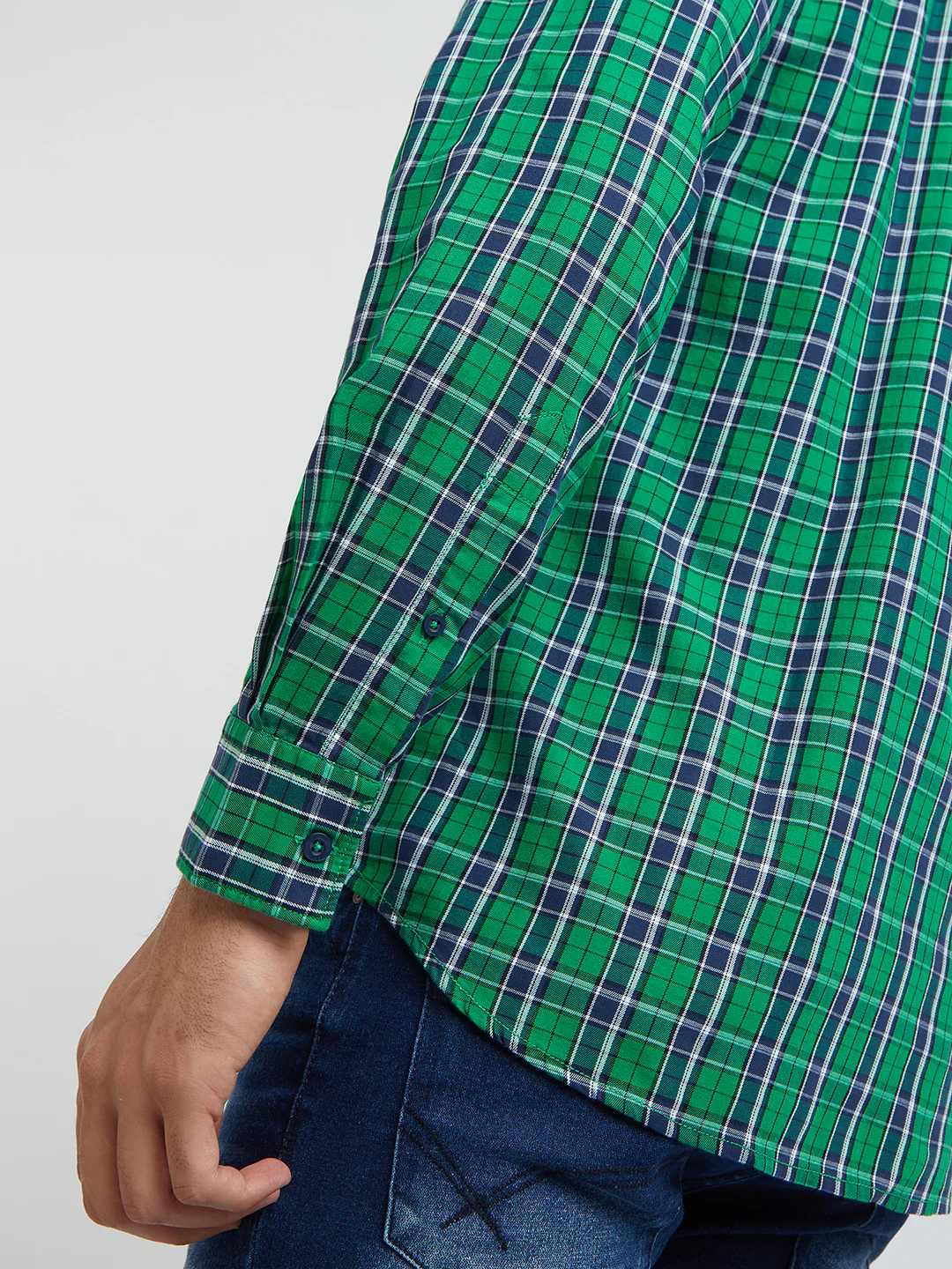 Parx Men Green Checks Slim Fit Cotton Full Sleeve Shirts - Image 7