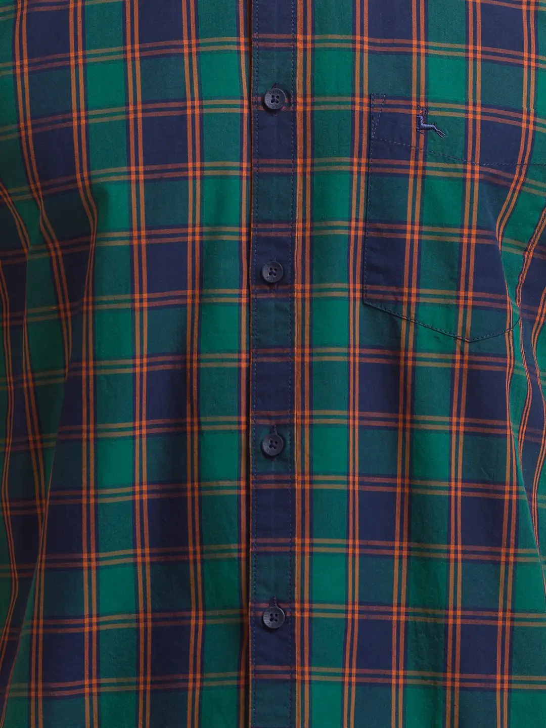 Parx Men Green Checks Slim Fit Cotton Half Sleeve Cutaway Collar Shirt - Image 7