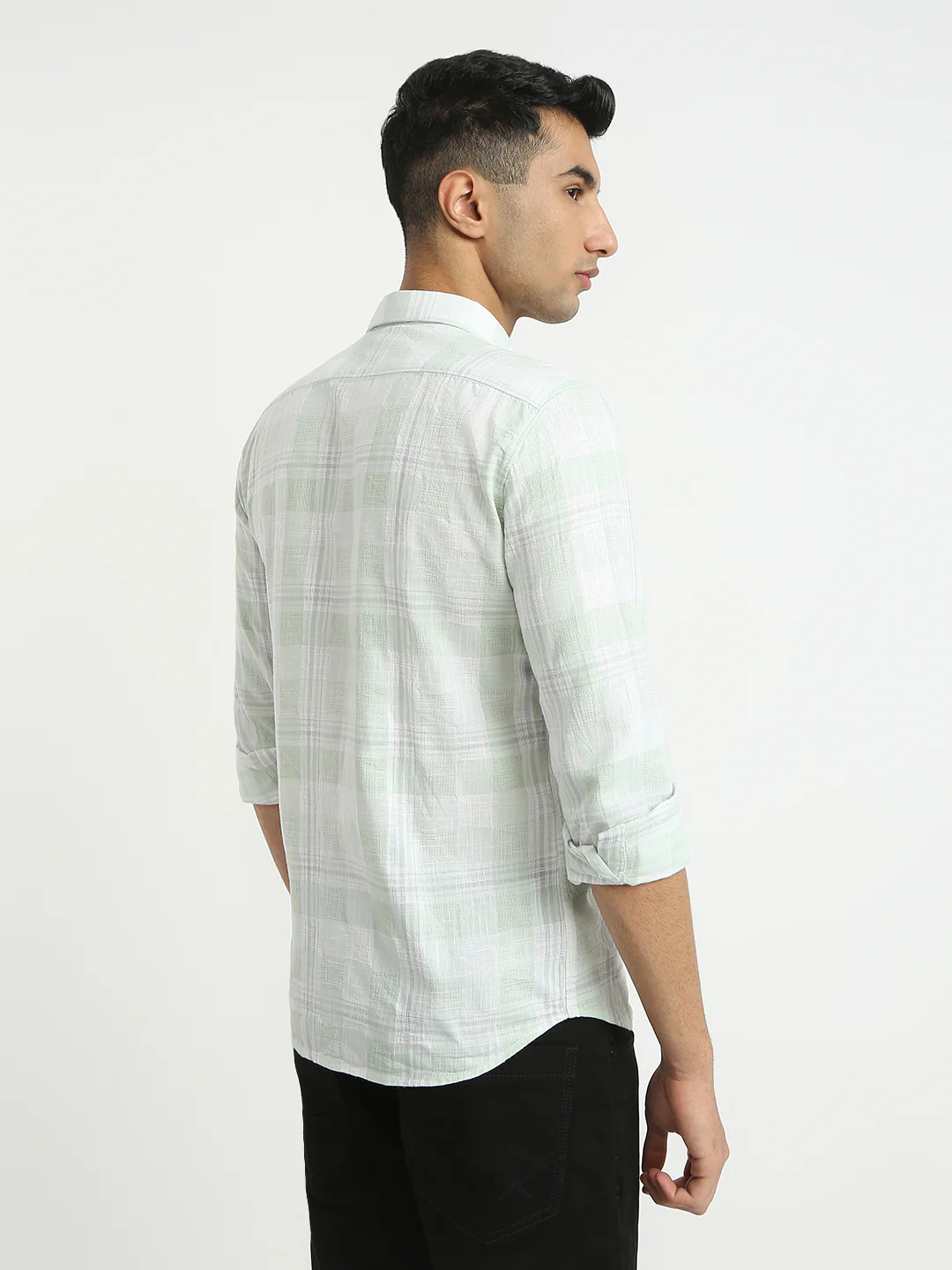 Parx Men Green Checks Slim Fit Cotton Shirt - Image 4
