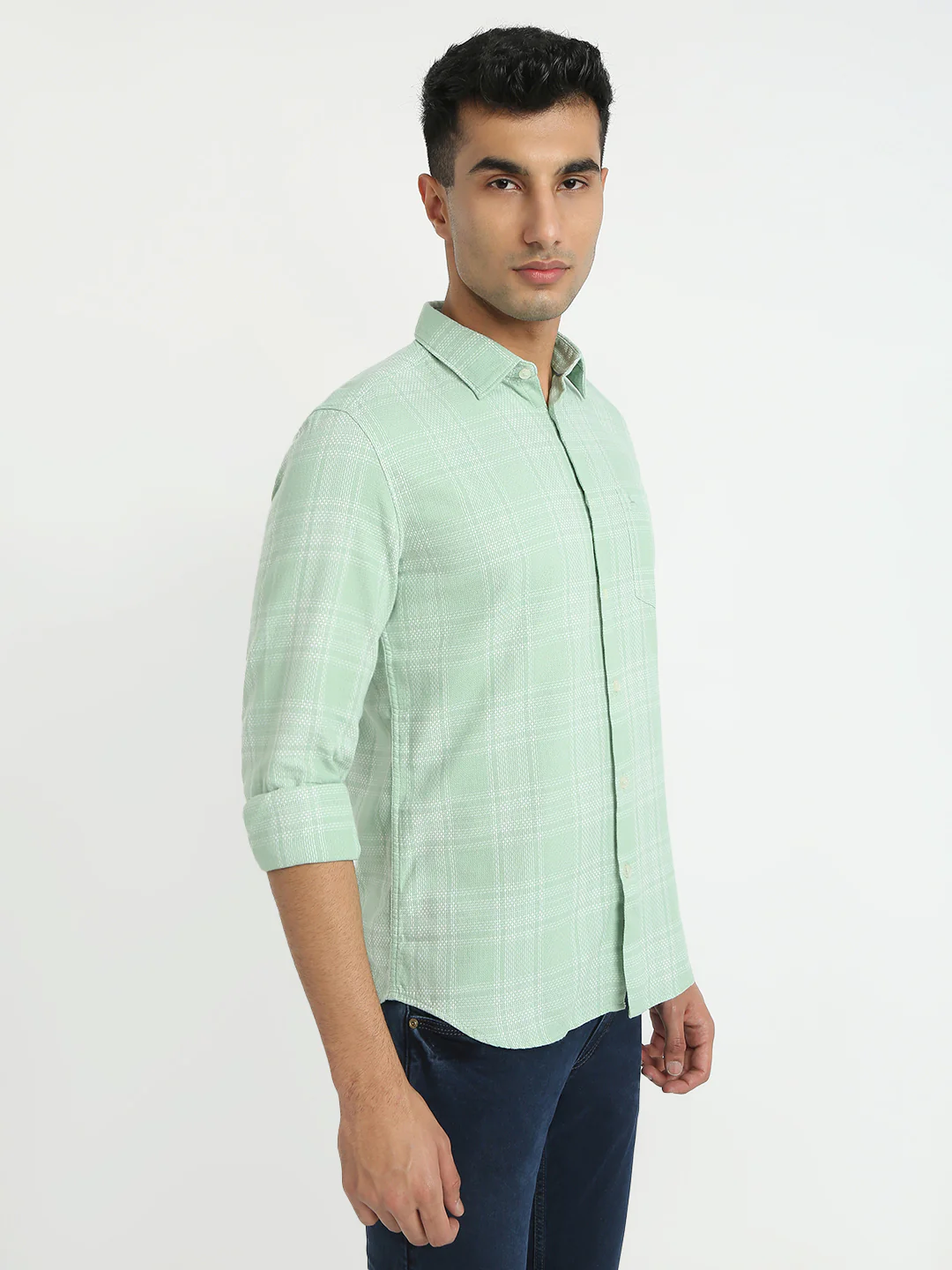 Parx Men Green Checks Slim Fit Cotton Shirt - Image 2