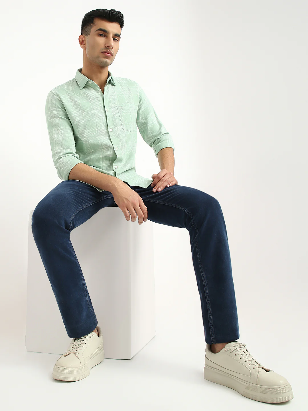 Parx Men Green Checks Slim Fit Cotton Shirt - Image 5