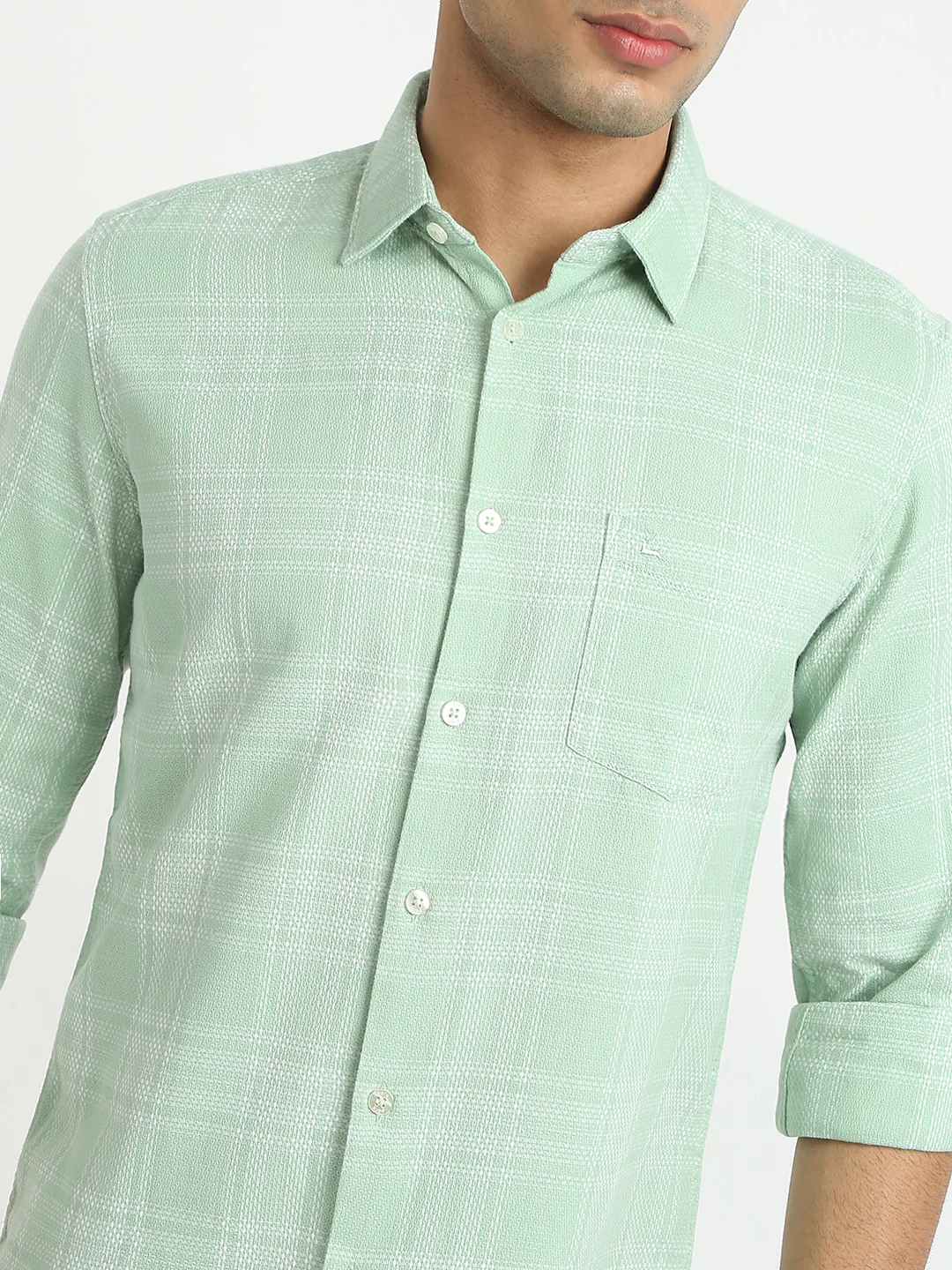 Parx Men Green Checks Slim Fit Cotton Shirt - Image 6