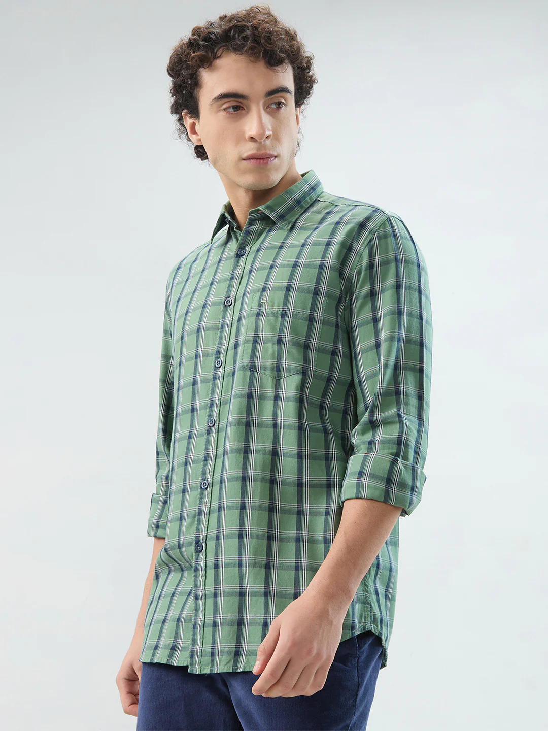 Parx Men Green Checks Slim Fit Cotton Shirt - Image 3