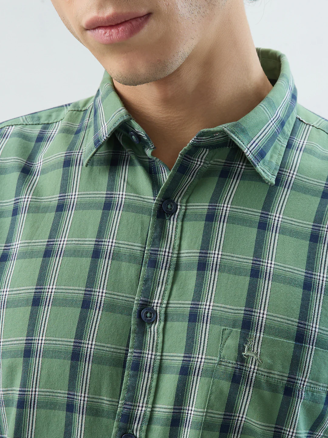 Parx Men Green Checks Slim Fit Cotton Shirt - Image 6